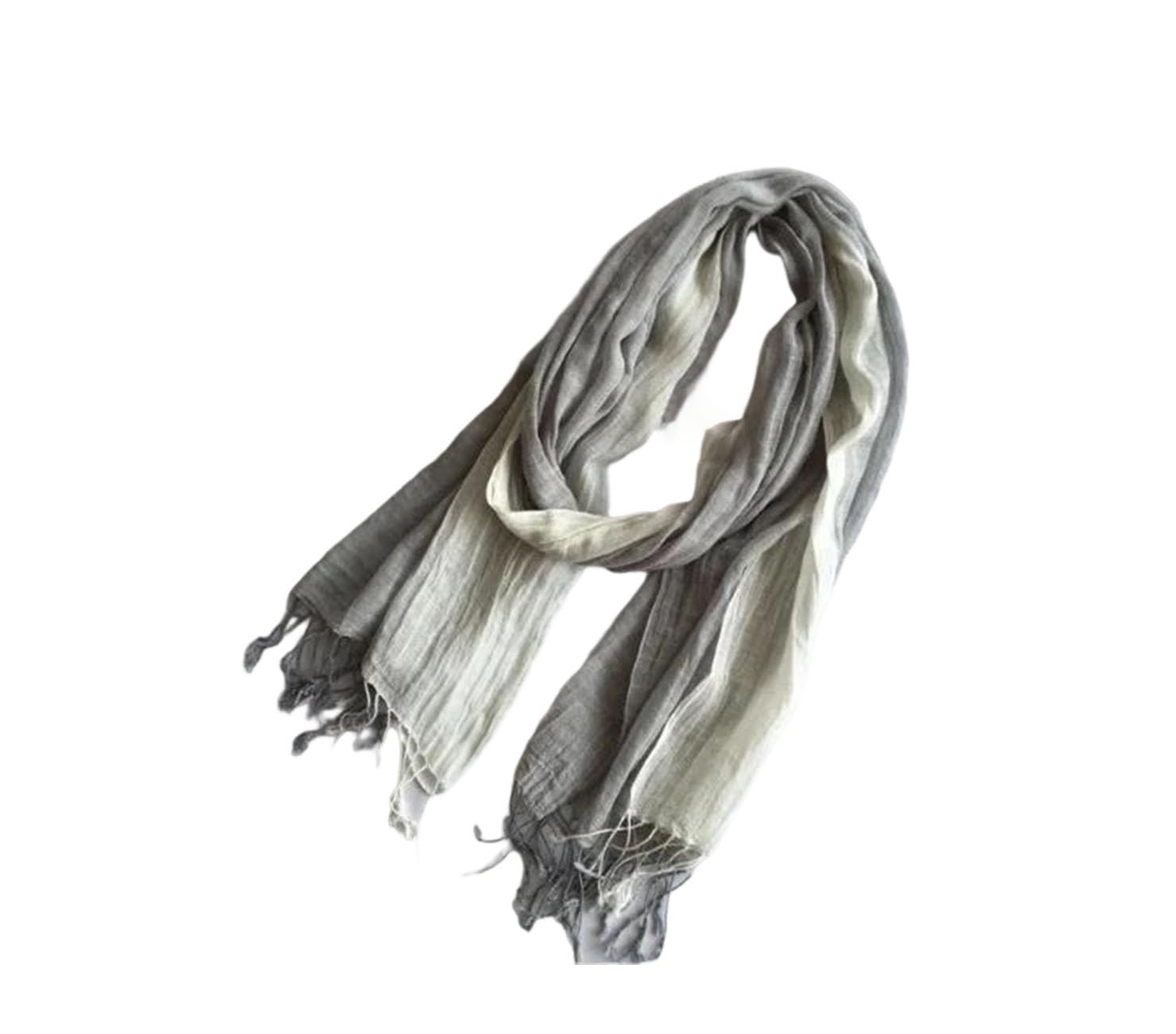 Sciarpa Lunga a Righe in Cotone e Lino da Uomo, Unisex, Morbida e Leggera