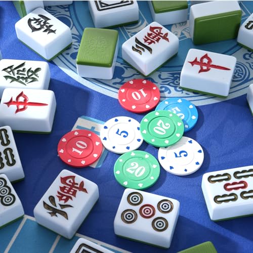 Juego de fichas de mahjong numeradas, set 100 piezas miniatura 6