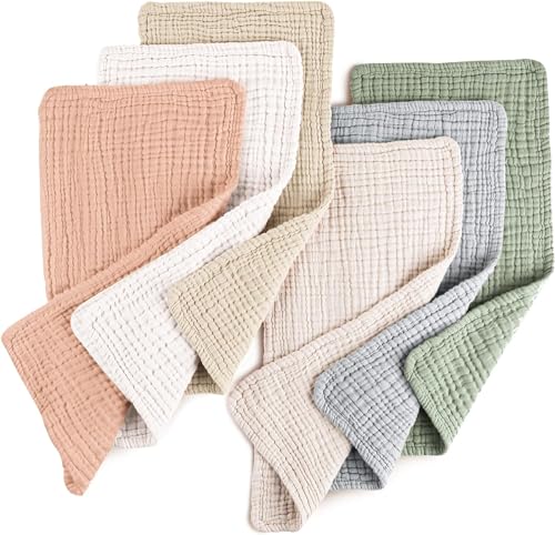 ZONEY Muslin Baby Burp Cloths Sets for Unisex 6 Pack Large 100% Cotton Burping Clothes for Newborn Baby Girls and Boys Ultra Soft and Absorbent 25 * 50cm