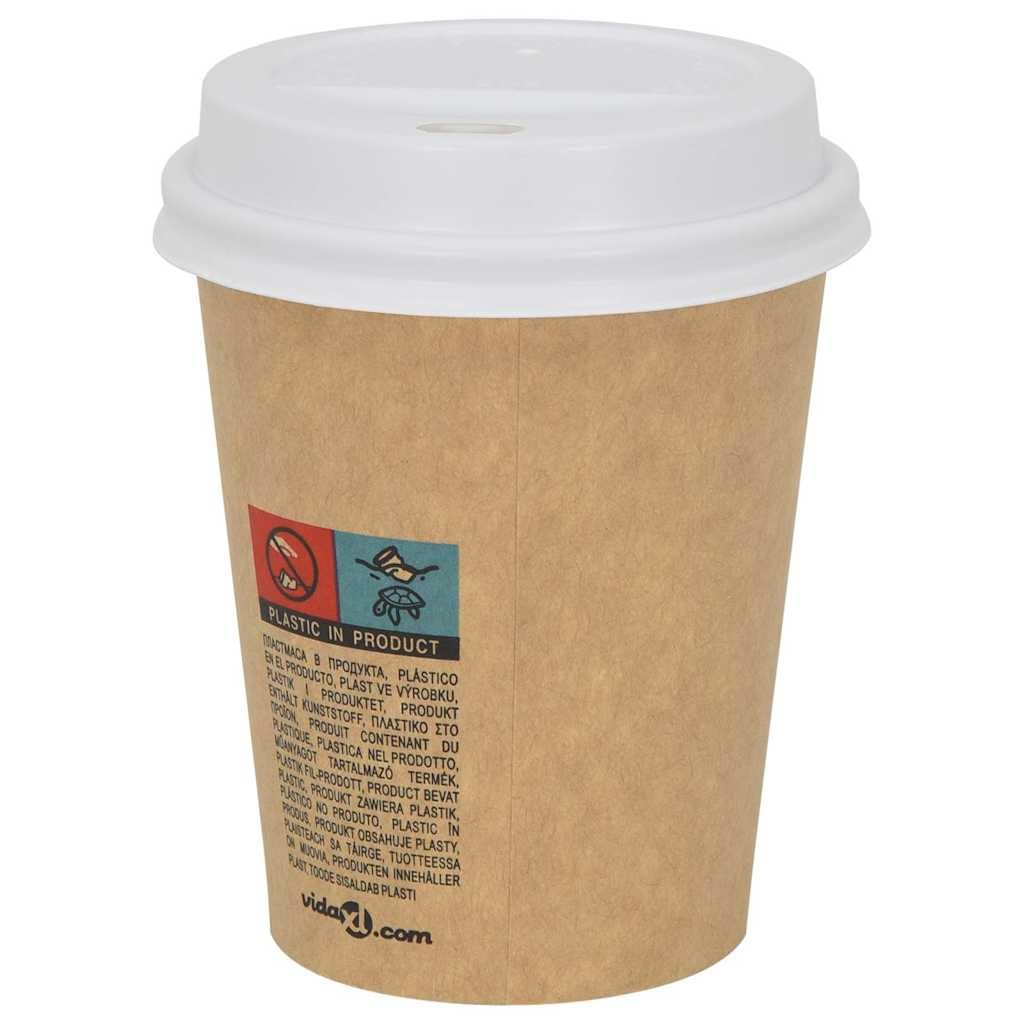 1000x Pappbecher Deckel Ø80 mm für 8oz Becher, Auslaufsichere Kunststoffdeckel mit Trinköffnung, Weiß für Kaffee und Tee