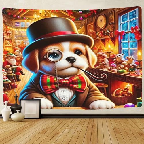 Chiot tenture 3D pour cacher un mur vide | Déco Noël 180x230