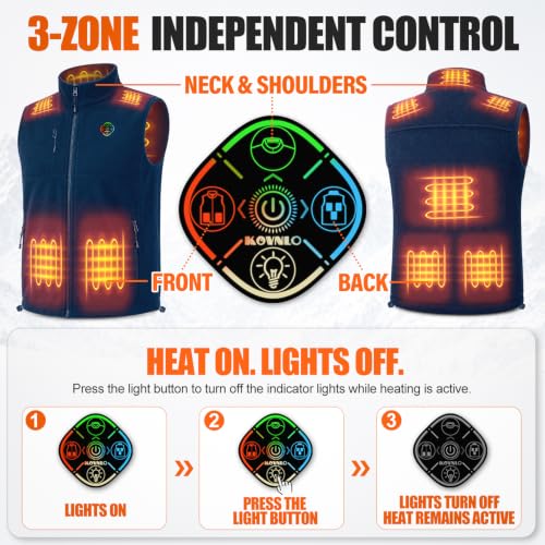 Image of KOVNLO Men's Heated Fleece Vest with 8 Heating Panels and Battery Pack