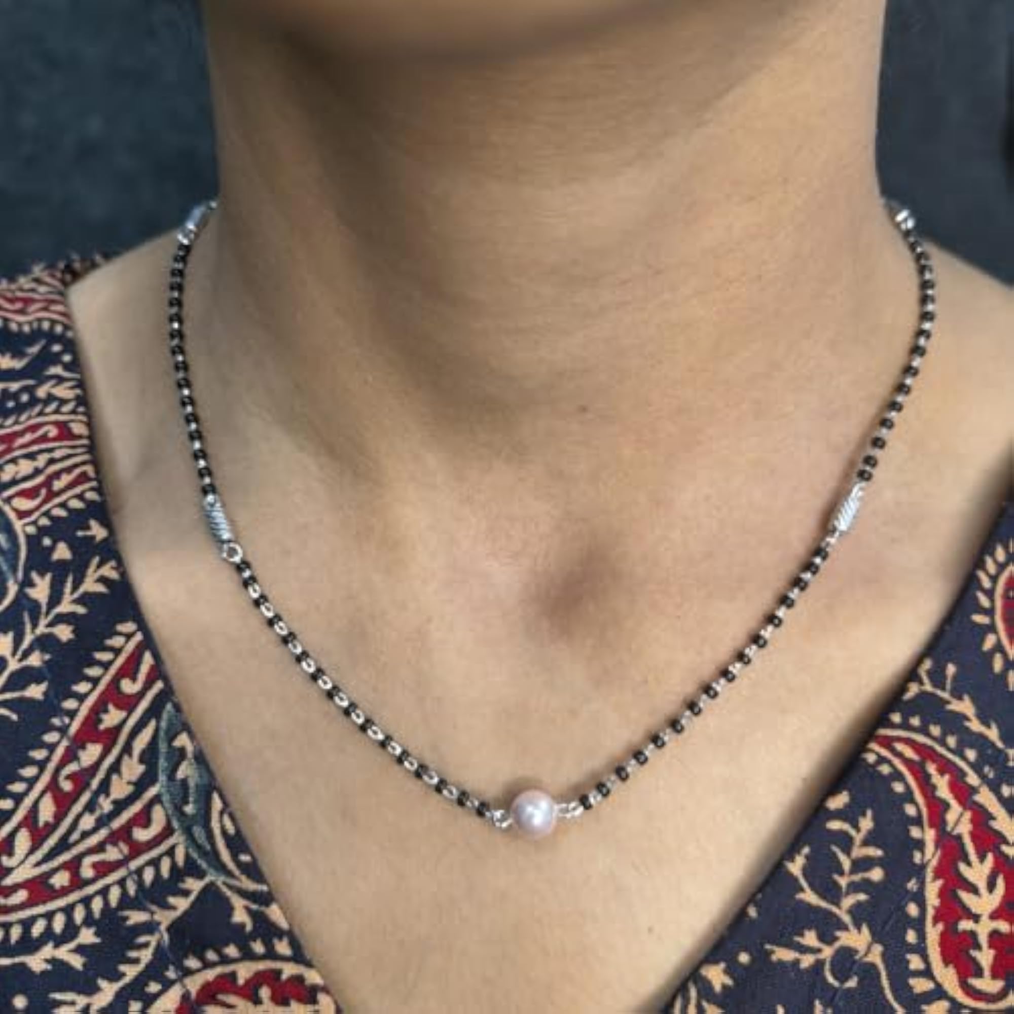 Women's Silver Classic Pearl Mangalsutra