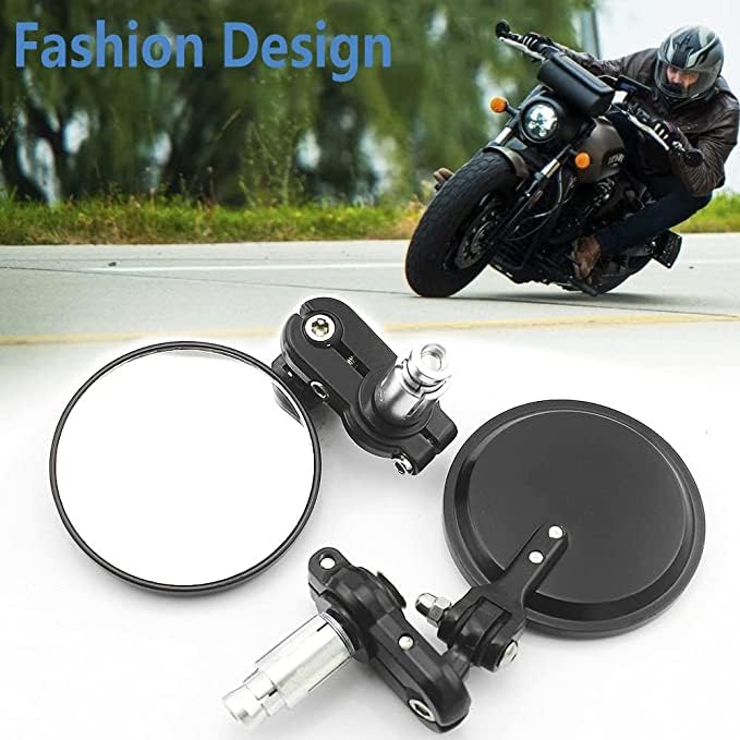 Image of Universal Bike ROUND Folding Mirror Glass Bar End Rear View Mirrors Motorcycle Handlebar Side View Mirrors for - All Bike