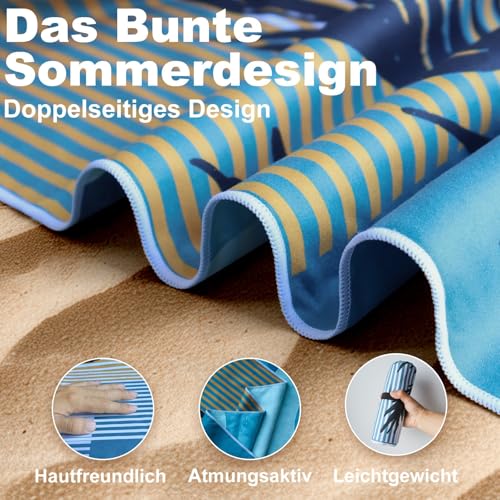 Asbtos Strandtuch Groß, 180 x 100 cm Doppelseitig Strandhandtuch, Schnell Trocknendes, Weiches, Leichtes, Pflegeleicht, Sandfreies Microfaser Handtücher für Reise Urlaub Schwimmen Camping, mit Tasche