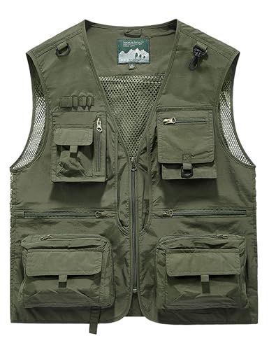 Men's Lightweight Mesh Fishing Vest Utility Outdoor Multi-Pocket Hunting Cargo Vest
