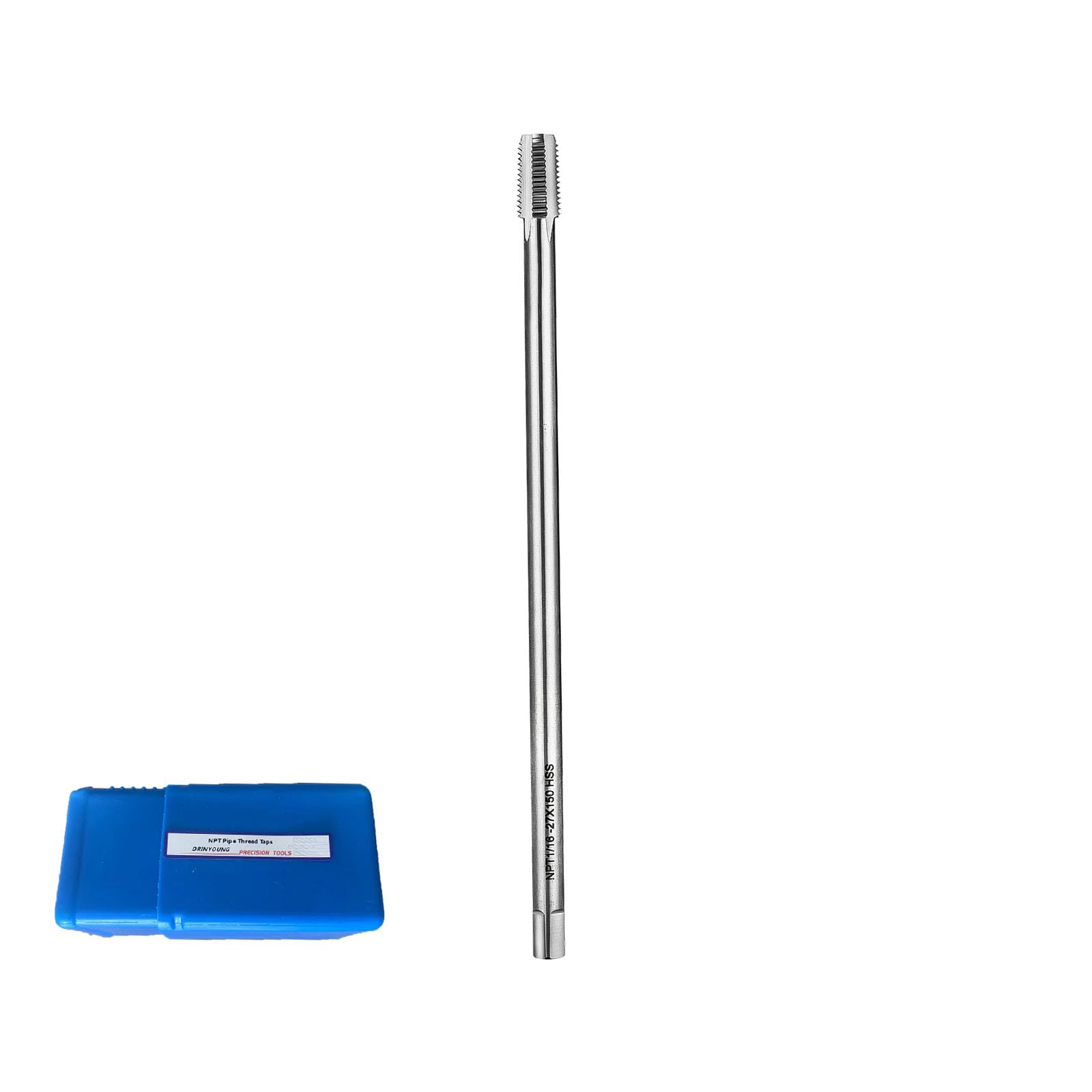 Extended Pipe Thread tap NPT 1/16"-27ร6in, high Speed Steel (HSS) 1/16 Lengthened by 6in, Taper Pipe Thread Taps DRINYOUNG