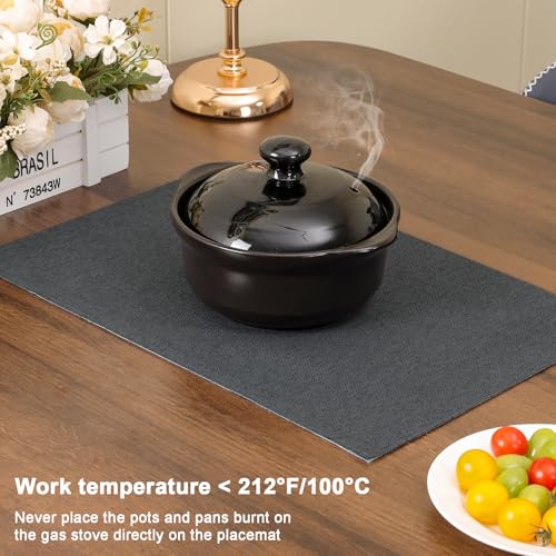 Banchif Platzsets Leinenimitat Tischsets Abwaschbar Tischsets Doppelseitigen Platzsets Stoff Platzdecken maschinenwaschbar 30 x 45 cm (Grau-Beige, Rechteckig Satz von 4)