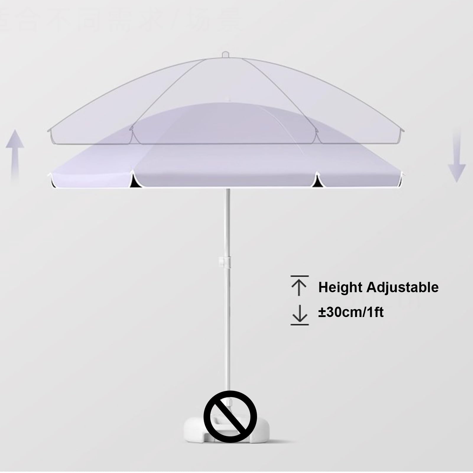 Okrągły Parasol Tarasowy Z Regulowaną Wysokością, Przenośny Parasol Plażowy Z 8 Żebrami, Upf50+, Ogrodowy Parasol Na Pikniki Kempingowe, Bez Podstawy,Green-180cm/5.9ft