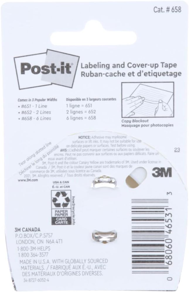 Post-it Labeling & Cover-Up Tape, 1 Roll, 1 in x 700 in (658) - Image 5