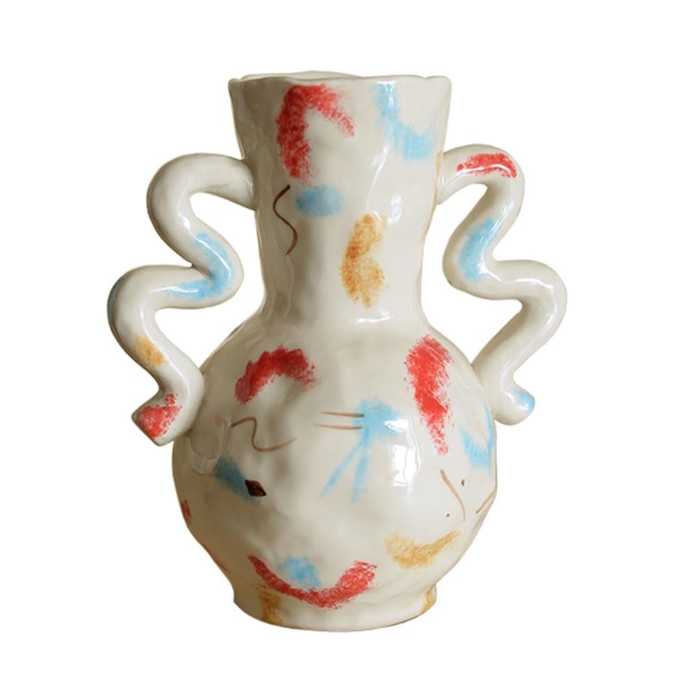 GEK208130 Vases for Flowers Hand Painted Double Ear Ceramic Vase Home Decor Flower for Fresh Artificial Flowers Arrangement Home Decorative Vase