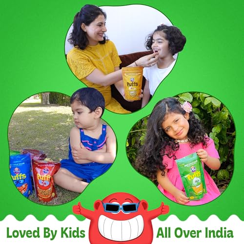 Image of BE'BE' BURP Healthy Puff Snacks | Jowar Cheesy Blast | Baked Puffs, Not Fried, Protein Snacks | No Maida & Gluten-Free | Travel-Friendly | 35gms Each (Pack of 4)