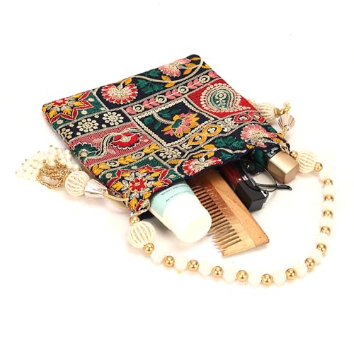 Image of LONGING TO BUY Indian Ethnic Pearls & Sequence Potli Bag for Women, Wedding Potli Bag and For Ethnic Wear
