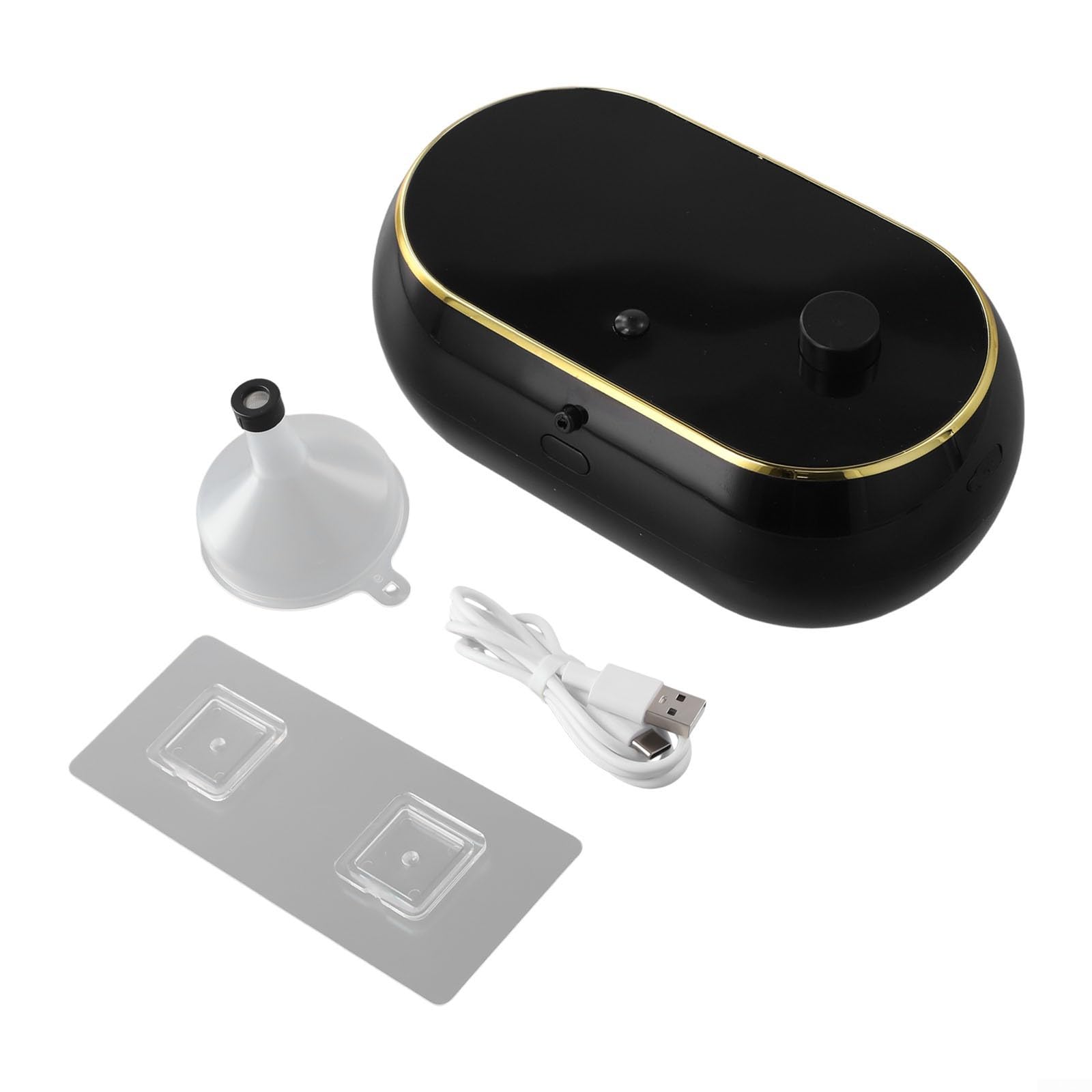 Dispensador automático de jabón de 450 ml, soporte de pared sin contacto con pantalla LCD de temperatura de tiempo para cocina y baño (espuma negra)
