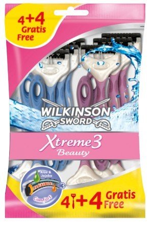 Wilkinson SwordXtreme 3 Beauty 4 Disposable Razors with 4 Free Ones, Pack of 8