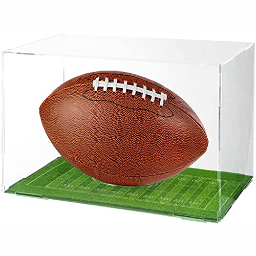 Assemblable Acrylic Football Display Case, Clear Football Storage Box with Two-Side Base, Installable Display Box for Full Size Football Collectibles with Oval Ball Holder for Sport Lovers…
