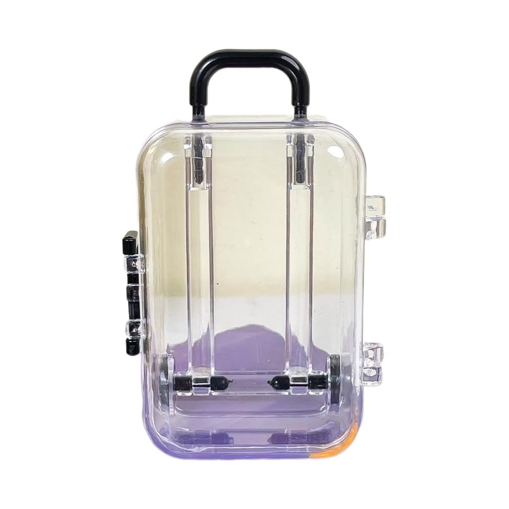 Lerono Black Dollhouse Miniature Luggage Suitcase Storage Trolley Case Travel Holiday Toy Candy Box Handbag Model For Dolls Accessory