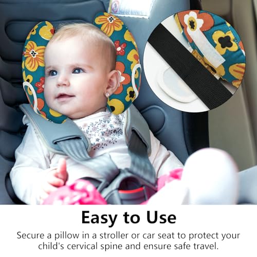 Image of XIGGA Baby Travel Pillow Soft and Comfortable Banana-Shaped, Adjustable Size Stroller Car Pillow Suitable for Boys and Girls.