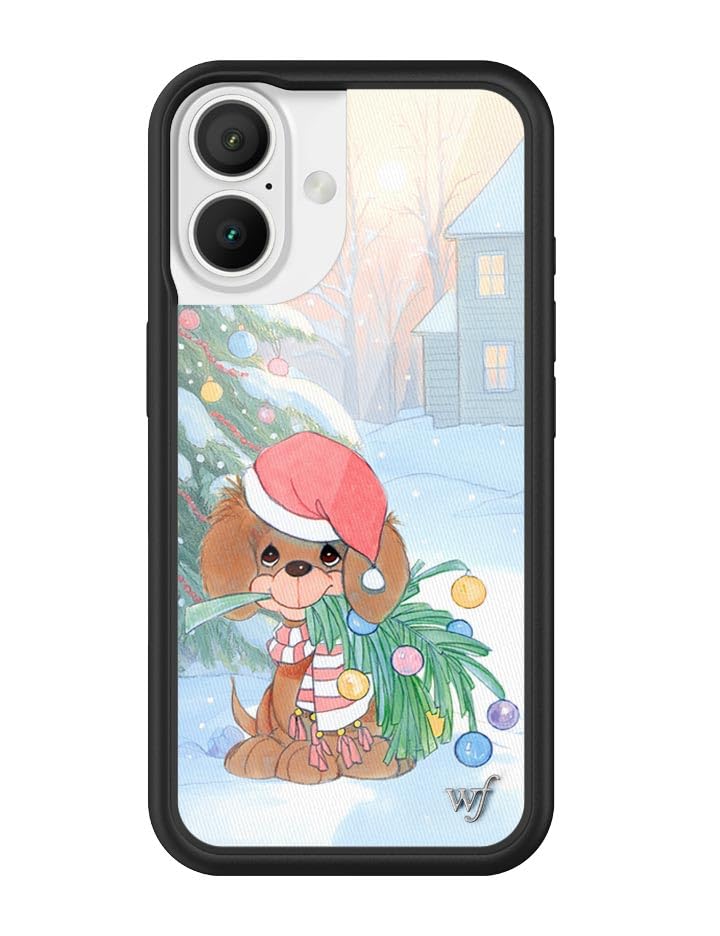 Image of Wildflower Cases - Compatible with iPhone 16 | Protective Black Bumper, 6.5ft Drop Test Certified, Women Owned Small Business | Christmas Season Gift Dog Santa | Precious Moments Collab - Holiday Pup