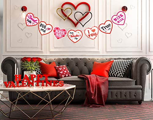 Valentines Day Decorations, Heart Banner Door Decor, Pink Red Romantic Conversation Porch Sign, Wall Decor Party Supplies for Valentines Day Décor - Thumbnail 7