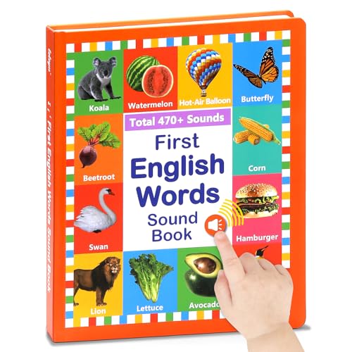 Image of Arnbz 2025 New My First English Words Sound Book Toy, English Learning Talking Book, 470+ Words, 21 Themes, Press to Learn Phonics, Interactive Educational Books for 3 Year Olds A