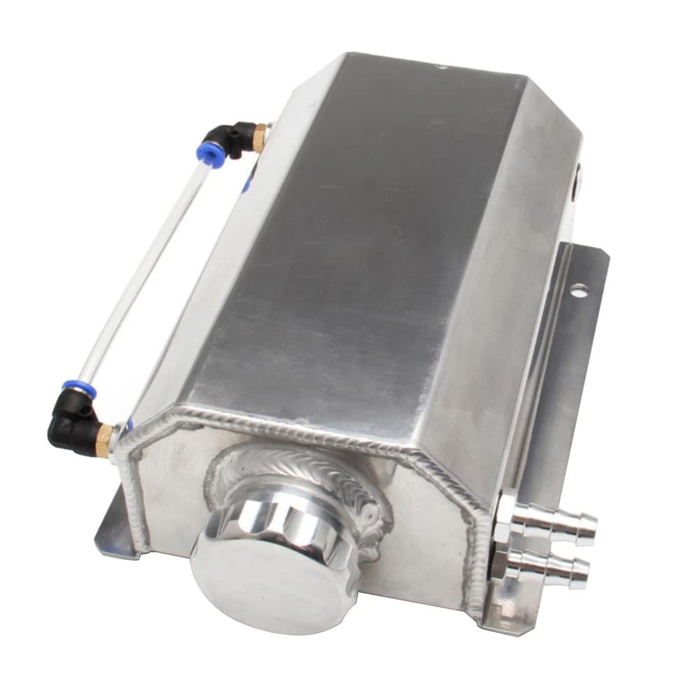 Universal - Serbatoio di troppopieno liquido di raffreddamento per radiatore 2 L, serbatoio di troppopieno liquido di raffreddamento in alluminio lucido 2 L