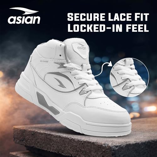 Image of ASIAN Tango-11 Men's High Top Sneakers | Stylish & Lightweight Lace-Up Shoes | Cushioned Sports Sneakers for Men | Ideal for Casual, Daily Use & Travel