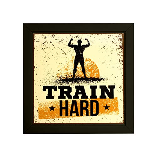Image of Indianara Set of 4 Fitness Gym Motivational Quotes Paintings (2147) without glass 9.5 x 9.5 inch each