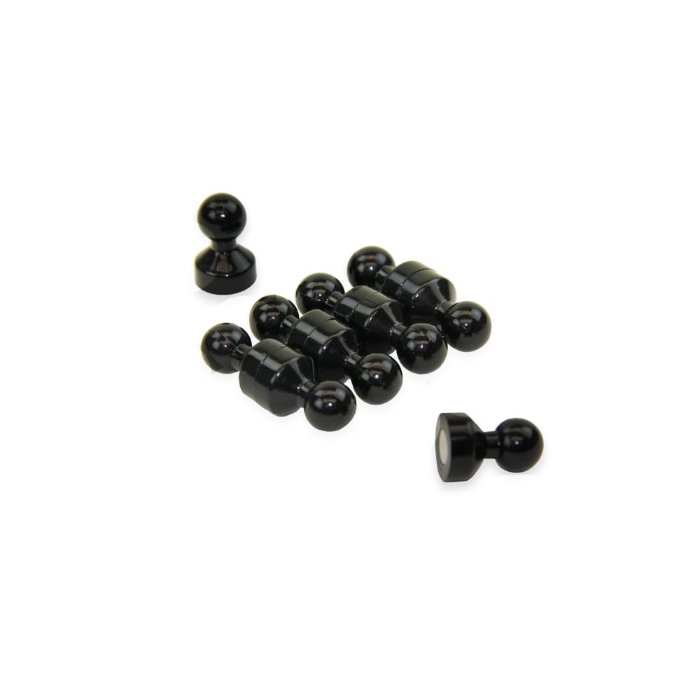 Small Black Acrylic Push Pin Magnet for Fridge, Whiteboard, Noticeboard, Filing Cabinet - 11mm dia x 17mm tall - Pack of 200