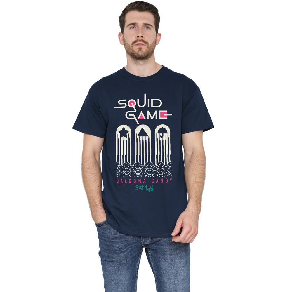 Squid Game Dalgona Candy Shapes Unisex T Shirt, Navy, Small