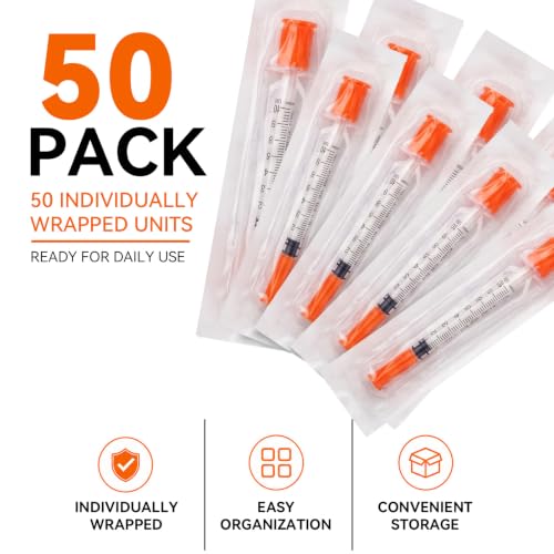 50 Pack U 100 1ml cc Syringes 30G 5 16 Disposable Syringe Lab Supplies Individually Wrappe - image 3