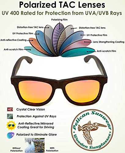 Image of Wood Sunglasses | Polarized | Vintage Wooden Frame | 100% UVA /UVB Protection | Bamboo Case | Men Women