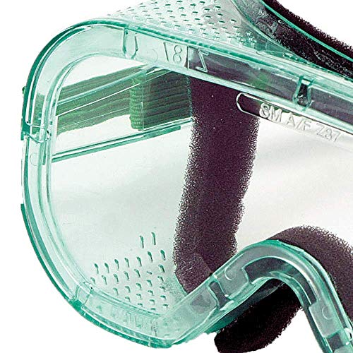 Sellstrom Flexible, Soft, Direct Vent, Protective Safety Goggle, Green-Tinted Body, Anti-Fog Coating, Clear Lens, Black Adjustable Strap, S81310 #TOP2