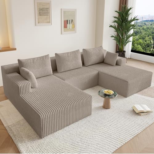 Image of 107 inch Boneless Cloud Couch Sectional Couches Sofa for Living Room