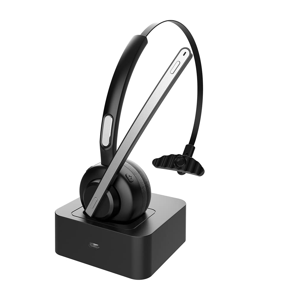 BIGFOX Auricular Bluetooth 5.0 Auriculares Inalámbricos con Micrófonos, Auricular Telefónico con Cancelación de Ruido,Conectividad para Dos Dispositivos Auriculares para Oficina Centro de Llamadas