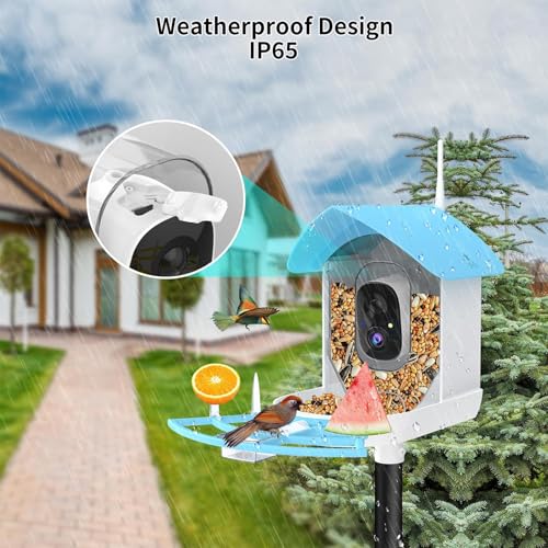 Image of Fazoxo Bird Feeder with Camera,Birds House Camera,Solar Powered,SkyBlue