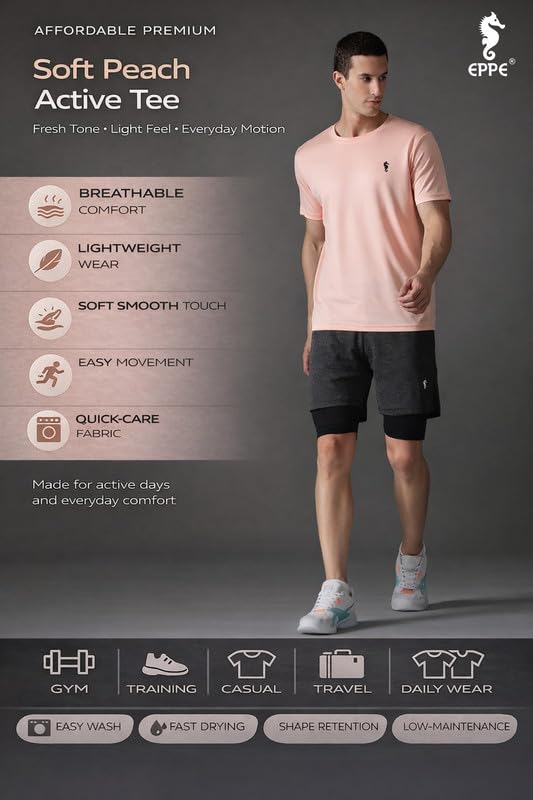 Image of EPPE Men's Round Collar T-Shirt | Regular & Dry Fit Summer Stylish Casual Tee | Polyester Half Sleeve T-Shirts for Men.