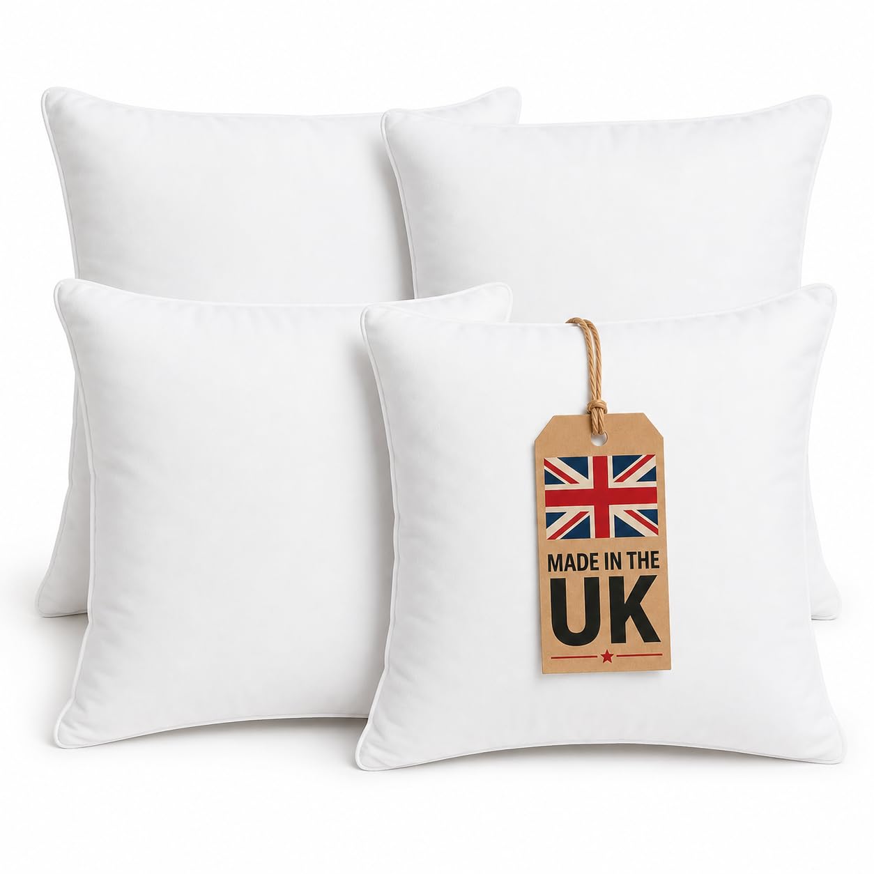 VL Cushion Inserts 60cm x 60cm (24" x 24" inches) Extra Filled Cushion Pads Hollow Fibre Pillow Inserts, Hypoallergenic Fluffy Square Scatter Cushion Inner Pads for Sofa, Bed & Chair (4, 24x24)