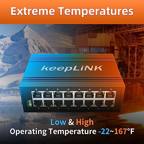 Image of 16 Port Industrial Gigabit Switch, Ethernet DIN-Rail Hardened Switch Unmanaged, IP40, Operating Temperature Range of -30 - 75C (-22 - 167F)