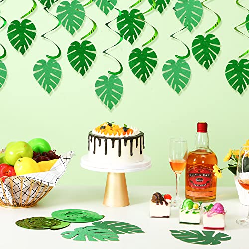 Ireer 64 Pcs Luau Hawaiian Party Decorations Palm Leaves Swirl Party Decorations Tropical Leaves Hanging Ceiling Swirls Green Decorations Jungle Party Decorations For Summer Baby Shower Birthday #TOP6