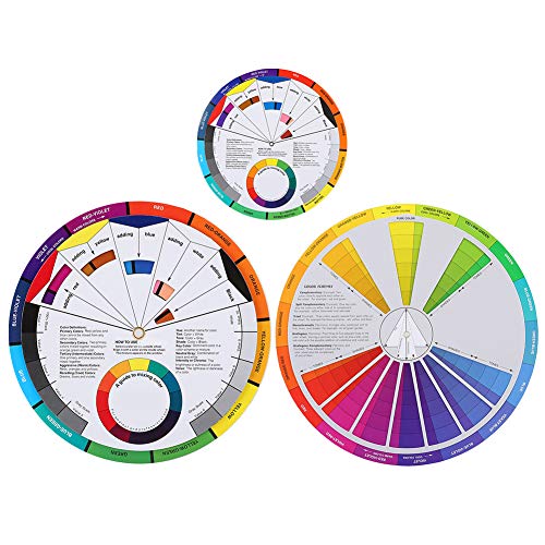 Mixing Color Wheels for The Artist 3Pcs Color Wheel, Colour Wheel, Paint Mixing Learning Art Class Teaching Tool, Makeup Blending Board Chart, Color Mixed Mix Colours