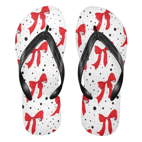 STAYTOP Red Ribbon Bow Flip Flops Sandals of Men's & Women's,Sandals Beach Slippers Shower Slides