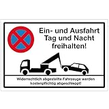 WANDKINGS Hinweisschild - EIN- und Ausfahrt Tag und Nacht freihalten! - stabile Aluminium Verbundplatte - Wähle eine Größe - 40x30 cm