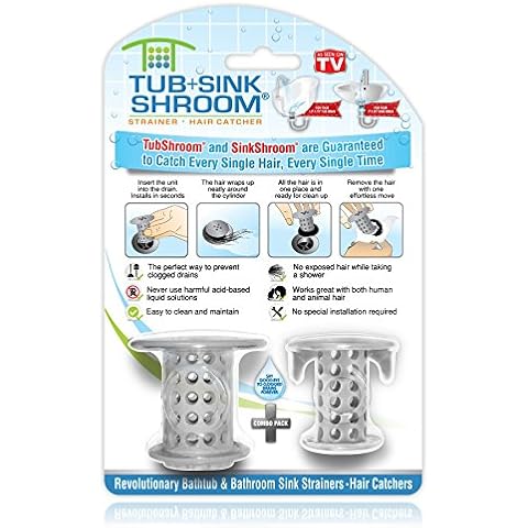 TubShroom and SinkShroom Drain Protectors Hair Catchers for Bathtubs and Sinks, Gray Cover