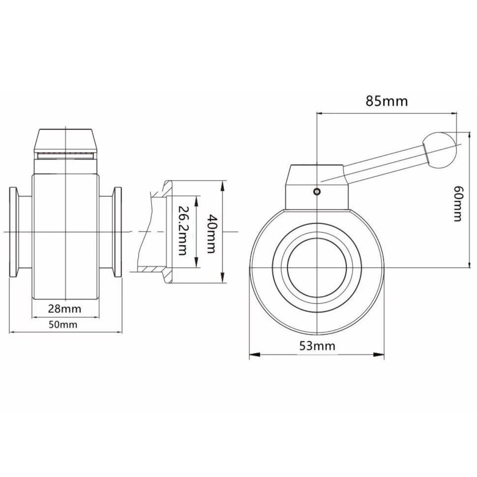 Valvola in linea in acciaio inox 304, valvola a sfera manuale con maniglia a leva, raccordi per vuoto ISO-KF/NW, 1 pezzo per un controllo sicuro ed efficiente dei fluidi