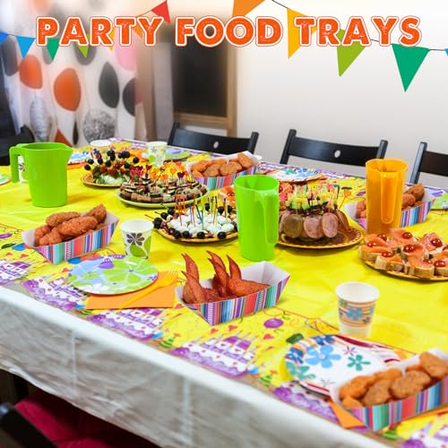 200 Pcs Mexican Nacho Trays Disposable Food Trays Fiesta Party Decorations Assembled Paper Snack Trays Taco Boats for Candy Hot Dog Cinco De Mayo Birthday Mexican Party Supplies (2 lb)