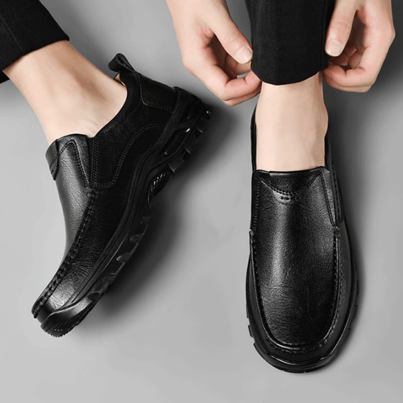 Men Leather Dress Shoes Non Slip Casual Business Work Formal Shoes Lightweight Retro Casual Flats Loafers for Daily Walking Business Shoes4