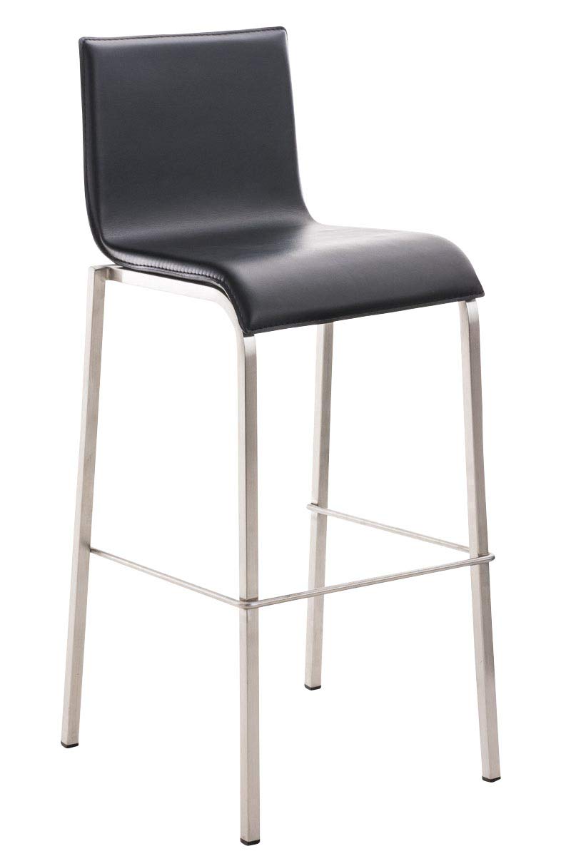 CLP Sgabello Bar Impilabile Avola In Acciaio E Similpelle I Sedia Alta Da Cucina Con Schienale Altezza Seduta 78 CM | Colore nero