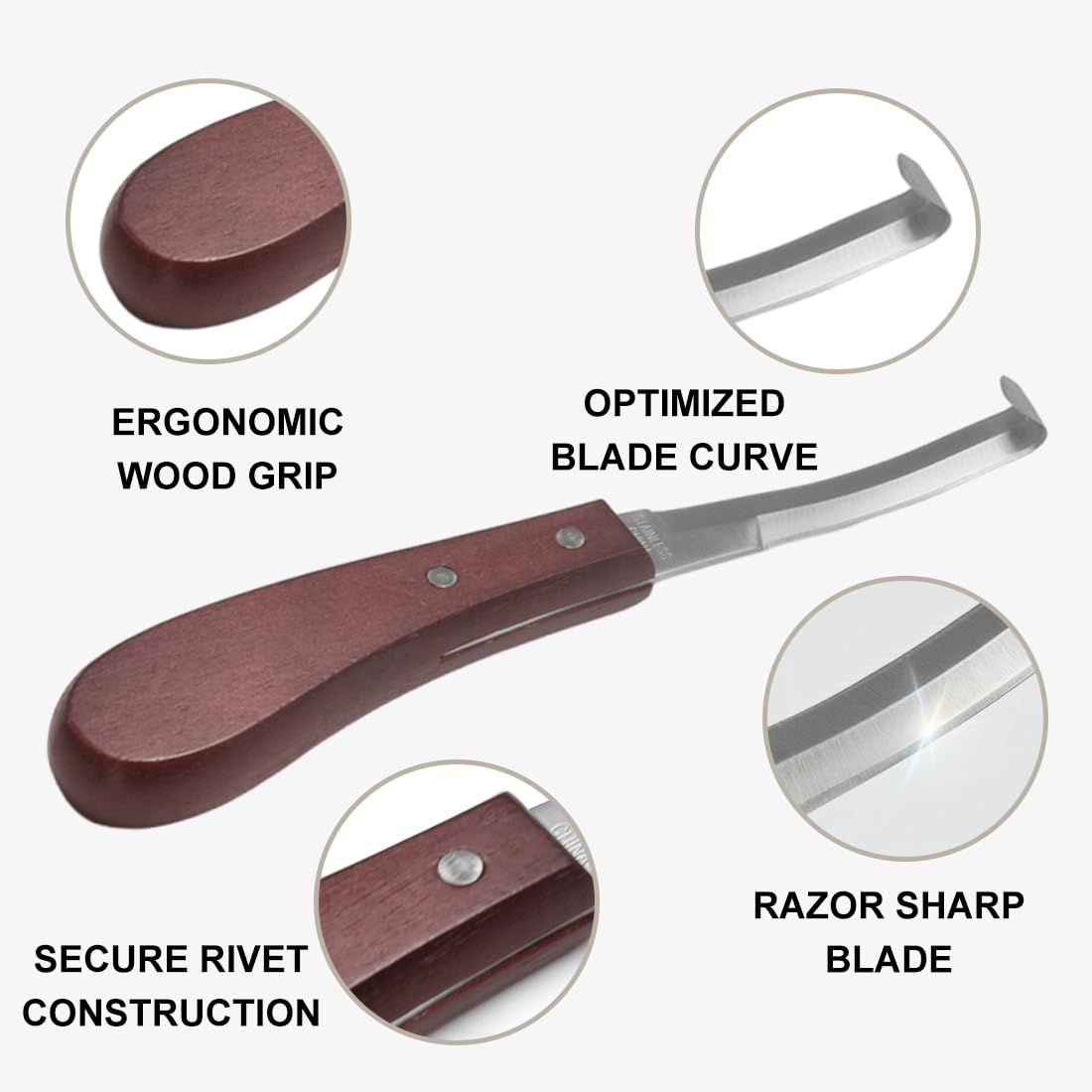 Herramienta para Recortar Pezuñas para Caballo, raspador de pezuñas de 22.5 cm diestros, Cuchilla de Doble Filo, Cuchillo para Pezuñas, para el Uso del Caballo de Ganado, ovinos