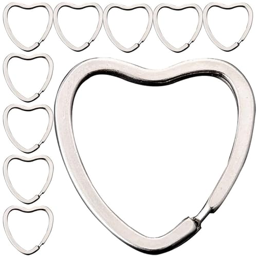 Image of 30pcs Metal Heart Shaped Split Key Rings for DIY Key Chain